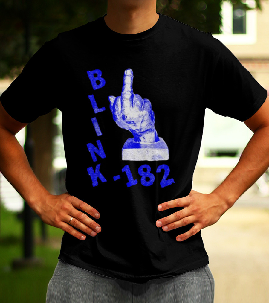 BLINK 182 Middle Finger Statue Gesture T-Shirt