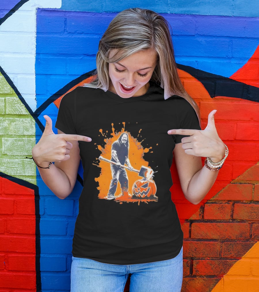 Danny Trejo Hammer Pumpkin Smashing Halloween Bash Iconic T-Shirt