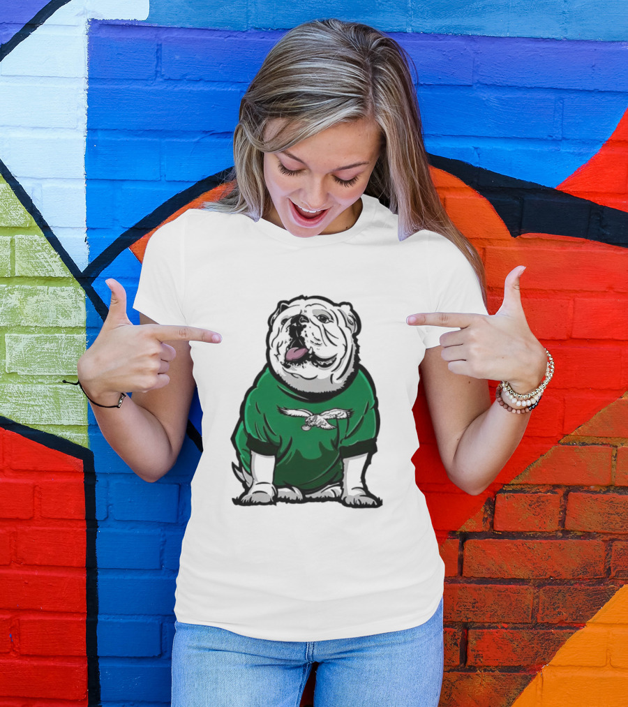 Dawg In Philadelphia Eagles Green Mascot Shirt With Bulldog And Eagle T-Shirt