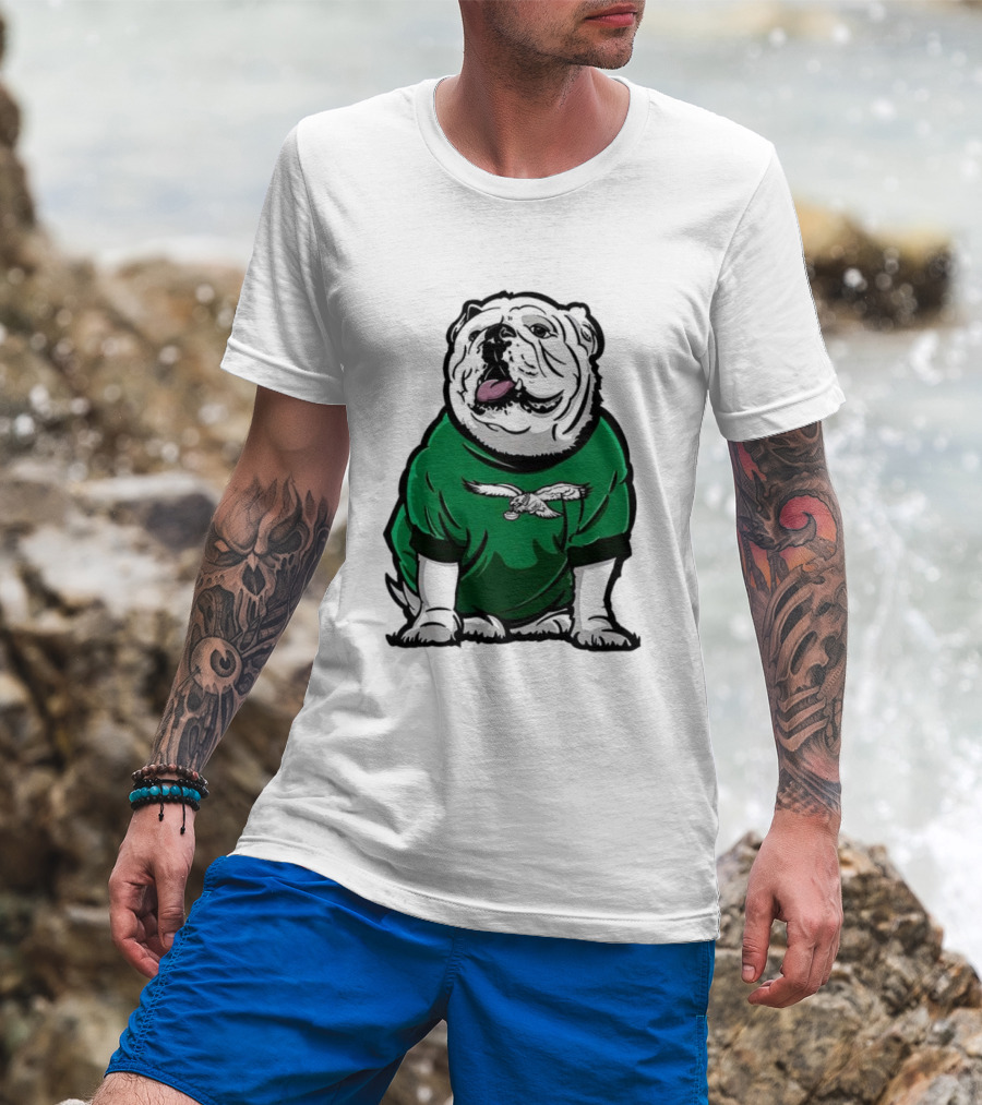 Dawg In Philadelphia Eagles Green Mascot Shirt With Bulldog And Eagle T-Shirt