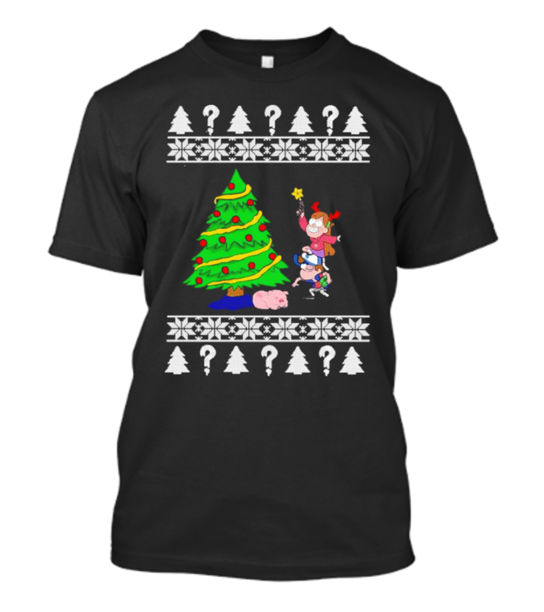 Gravity Falls Christmas Tree With Mabel And Waddles In Festive T-Shirt