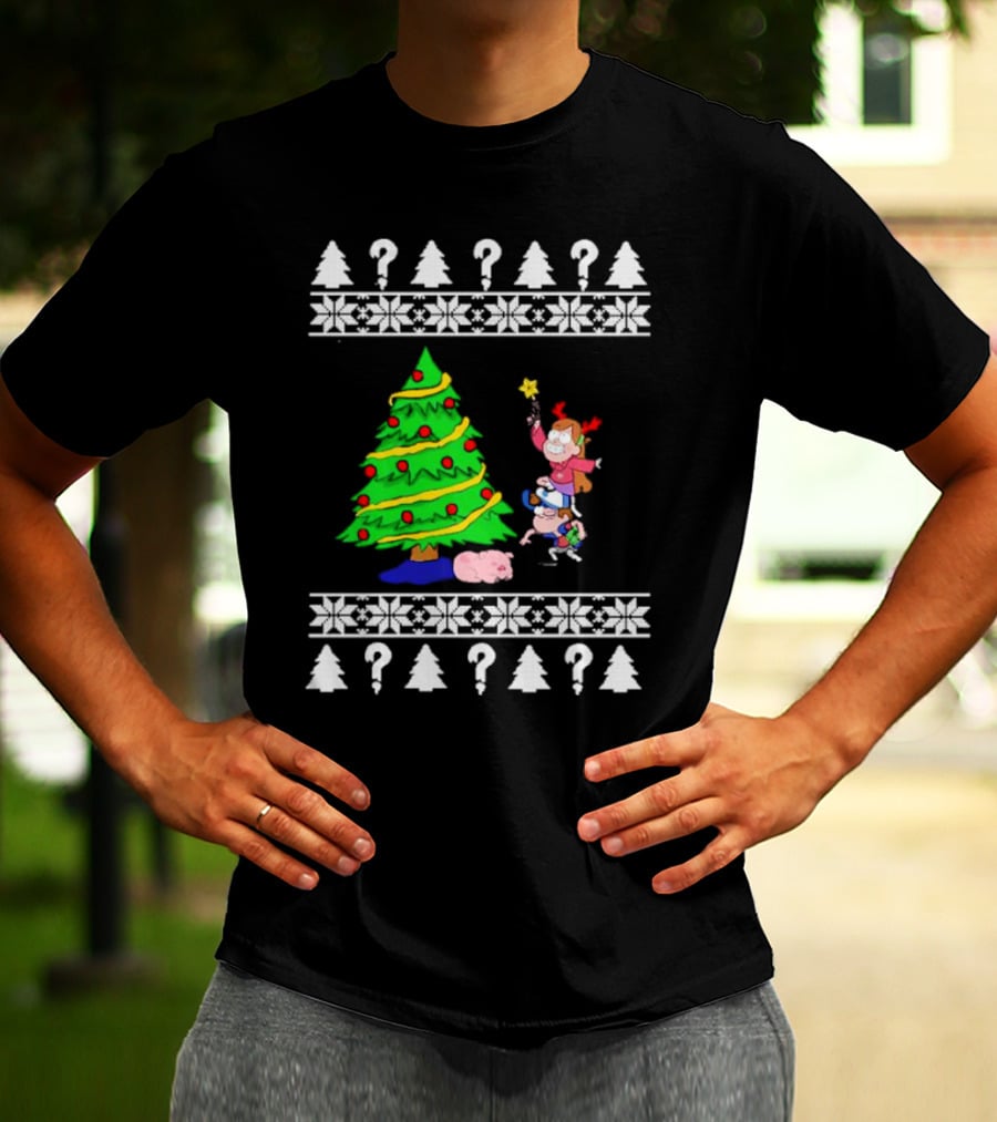 Gravity Falls Christmas Tree With Mabel And Waddles In Festive T-Shirt