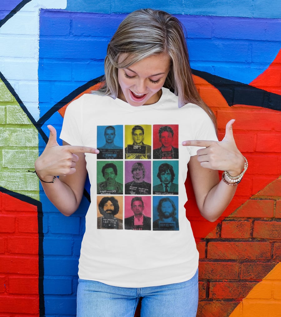 Police Department Mugshots Vintage Music Icons T-Shirt