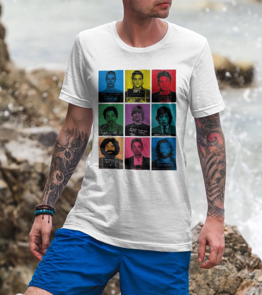 Police Department Mugshots Vintage Music Icons T-Shirt