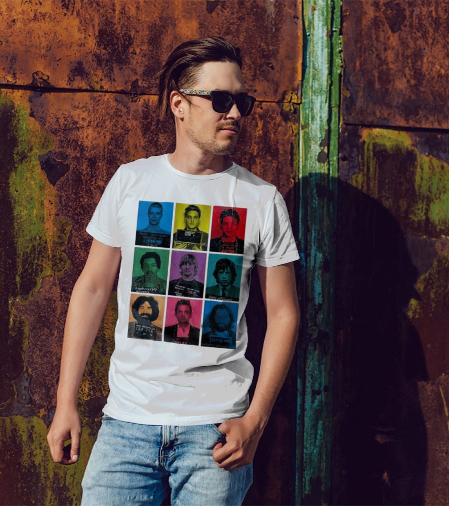 Police Department Mugshots Vintage Music Icons T-Shirt
