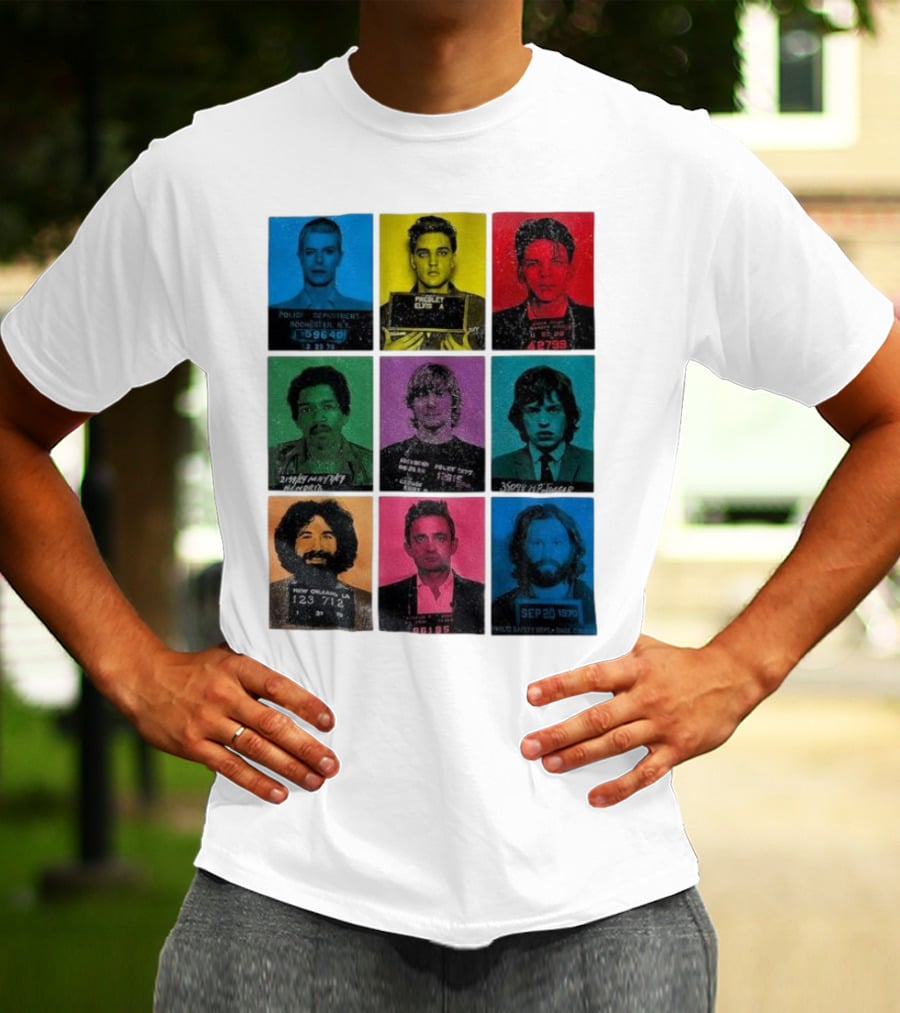 Police Department Mugshots Vintage Music Icons T-Shirt