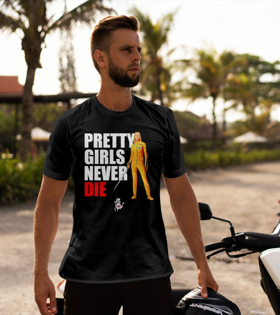 Pretty Girls Never Die Uma Yellow Jumpsuit Sword T-Shirt