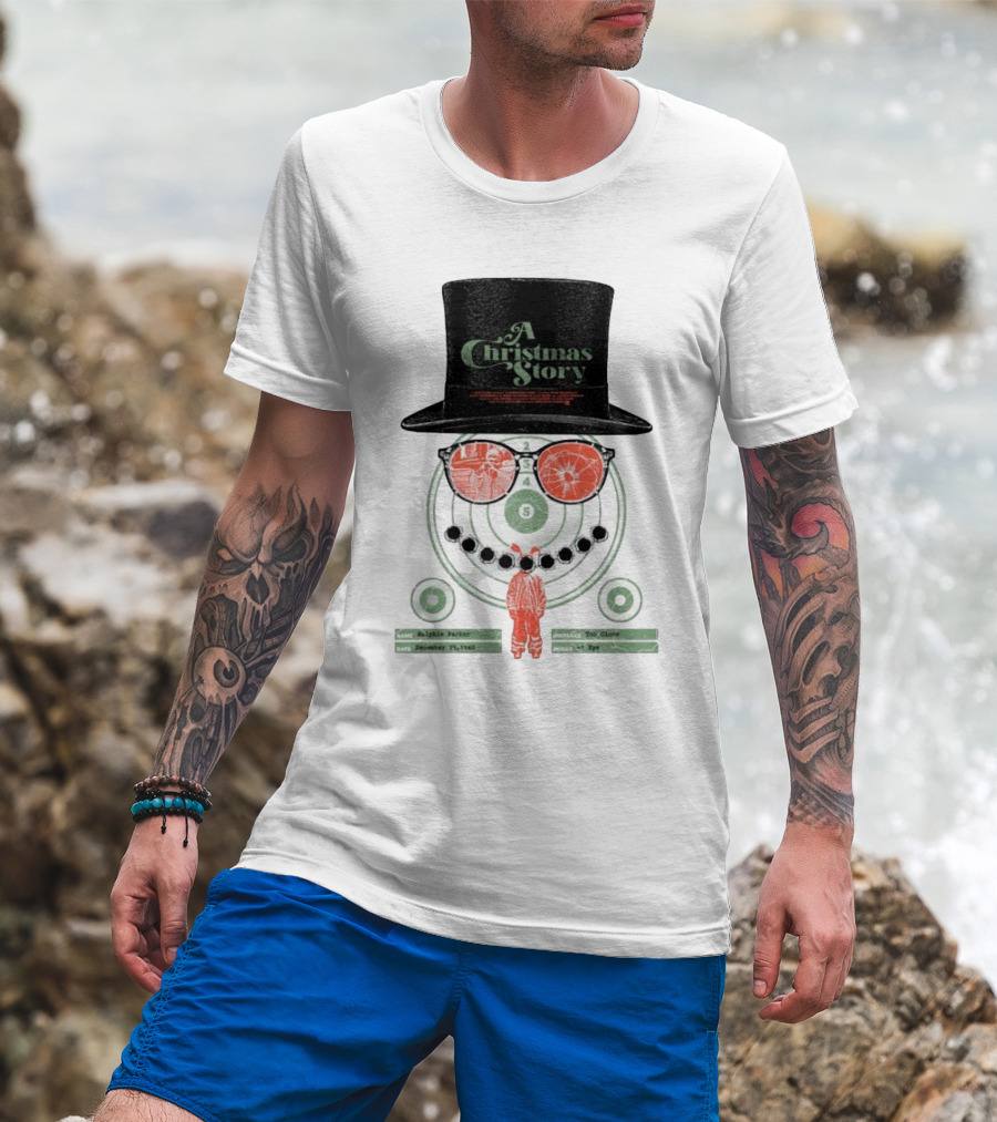 A Christmas Story Ralphie Parker Shooting Range With Top Hat And Glasses T-Shirt