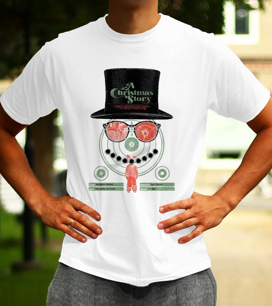 A Christmas Story Ralphie Parker Shooting Range With Top Hat And Glasses T-Shirt