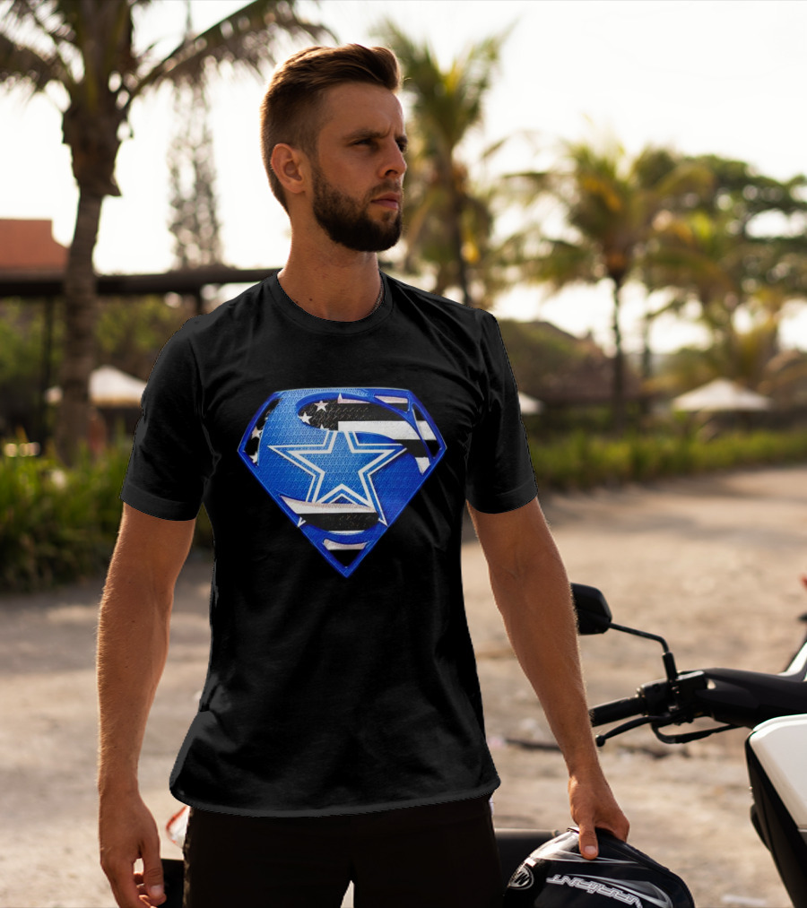 Dallas Cowboys Superman Icon With American Flag Elements T-Shirt