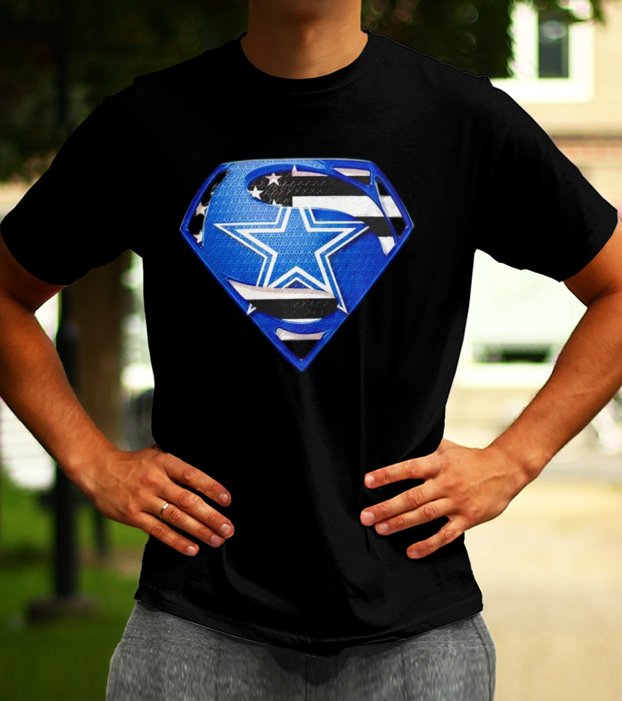 Dallas Cowboys Superman Icon With American Flag Elements T-Shirt