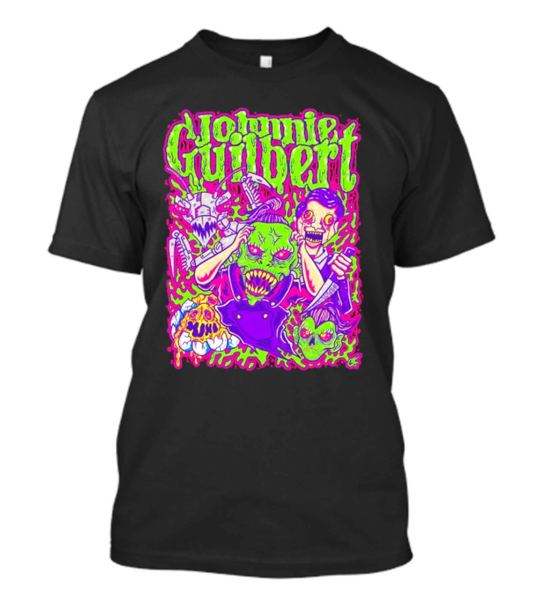 Johnnie Guilbert Haunted Ghouls Monster Faces T-Shirt