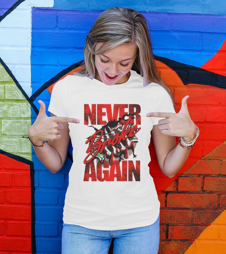 Never Broke Again Red Dripping With Money Seafoam Highlights T-Shirt