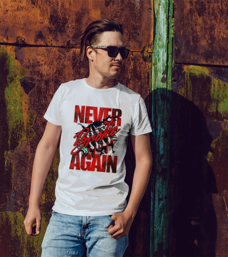 Never Broke Again Red Dripping With Money Seafoam Highlights T-Shirt