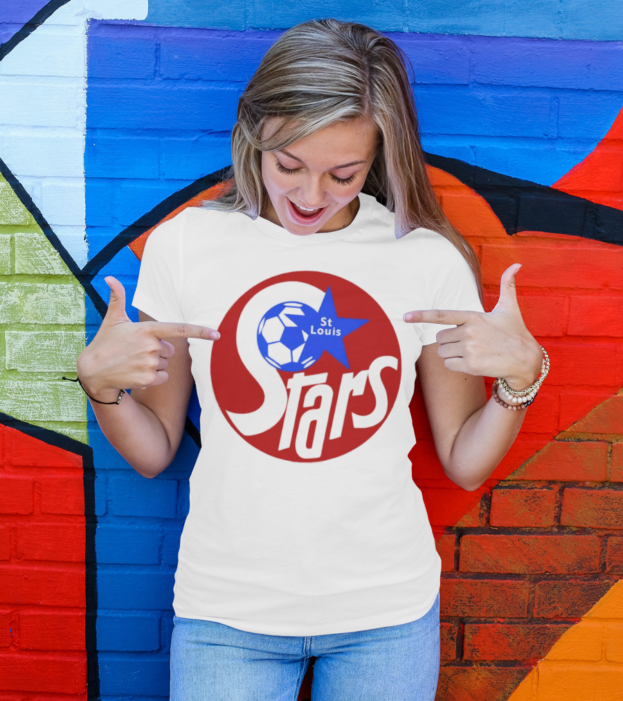 St Louis Stars Soccer 1977 NASL Classic Logo With Soccer Ball And Blue Star T-Shirt