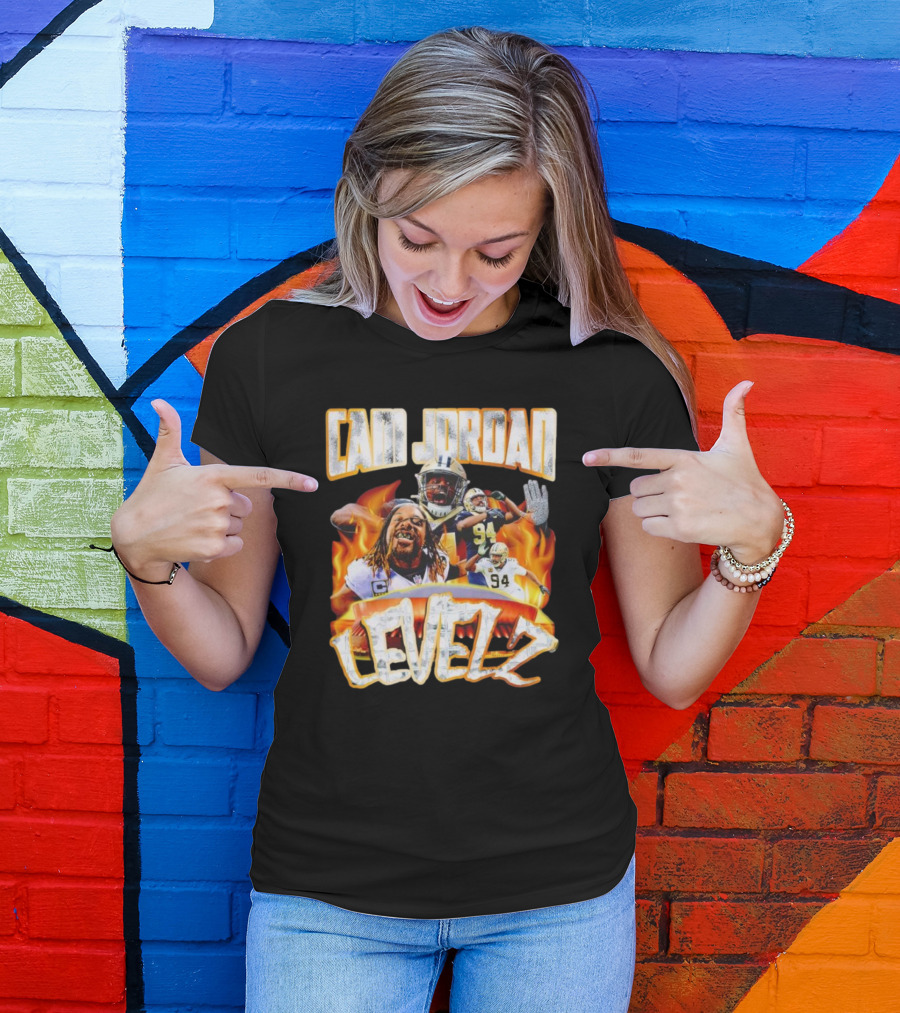 Cam Jordan Levelz Football Flames Action 94 T-Shirt
