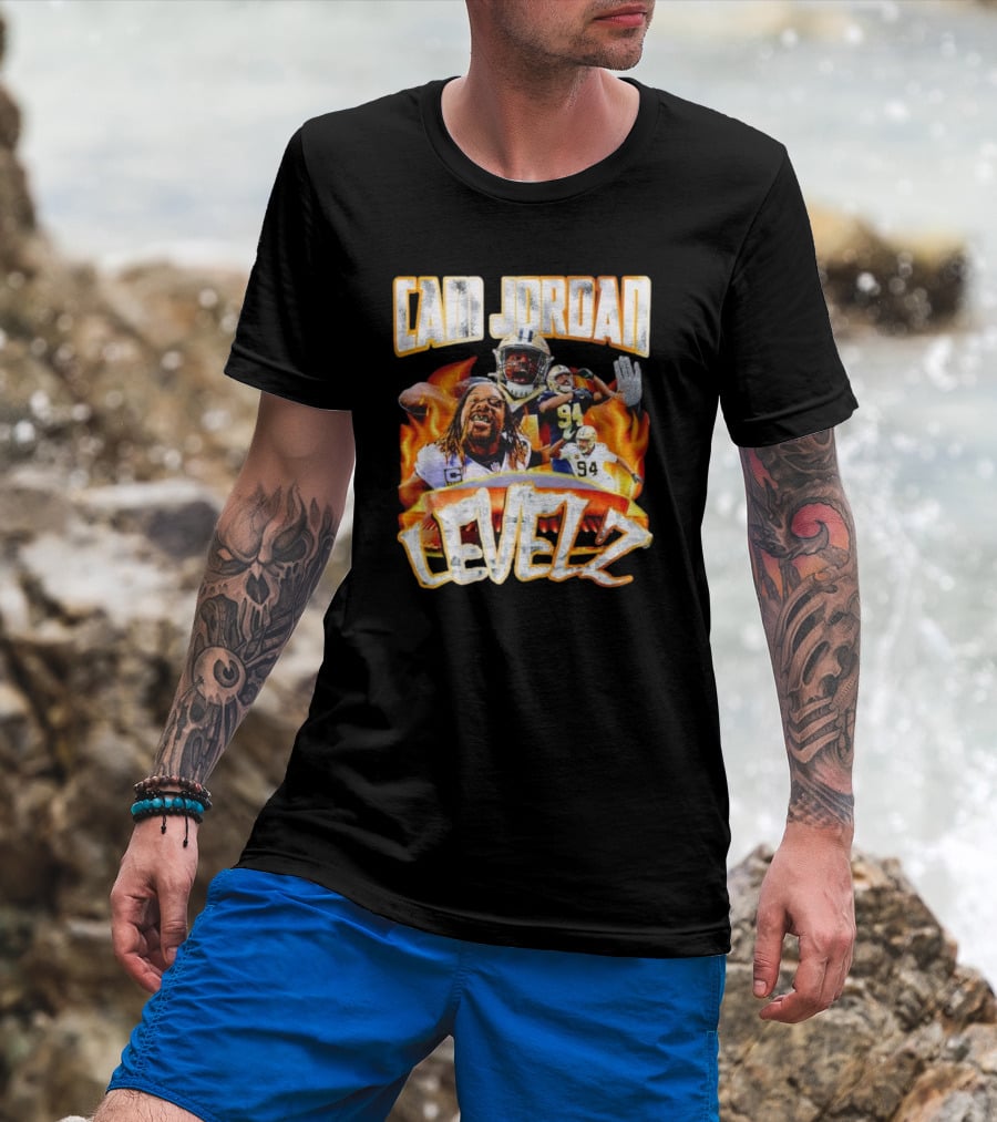 Cam Jordan Levelz Football Flames Action 94 T-Shirt