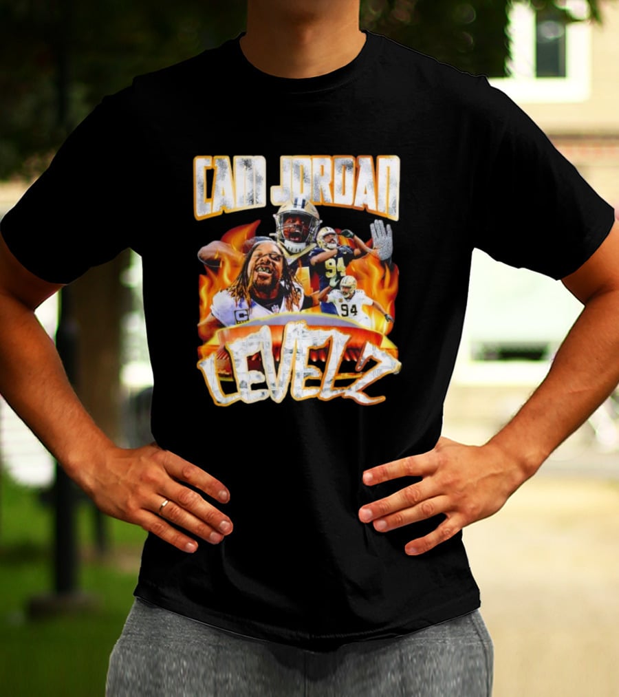 Cam Jordan Levelz Football Flames Action 94 T-Shirt