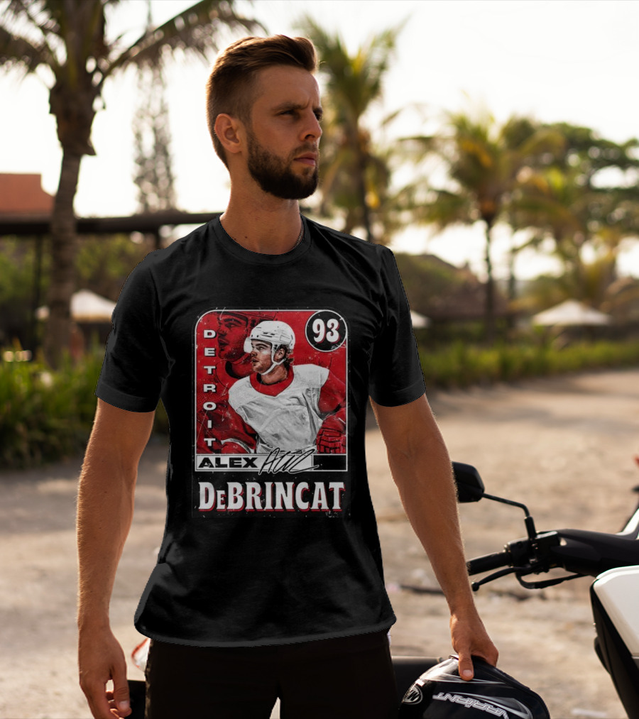 Detroit Alex DeBrincat 93 Card Red And White Hockey T-Shirt