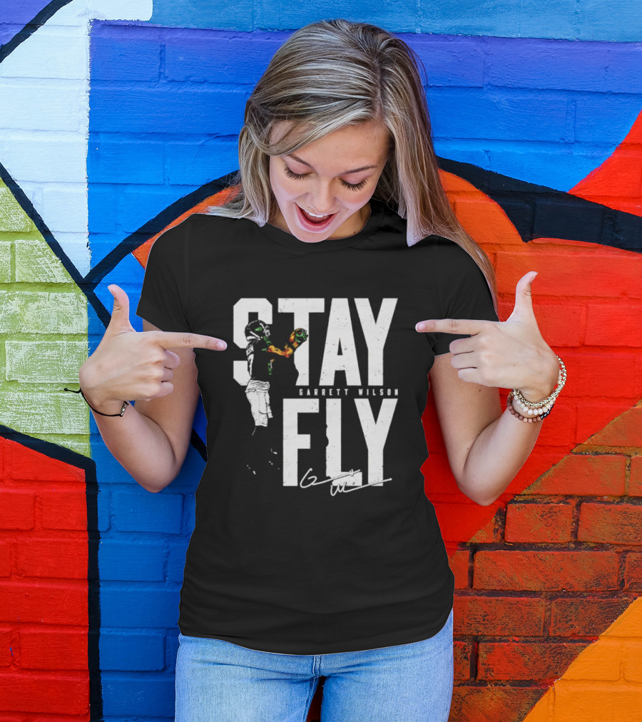 Garrett Wilson Stay Fly New York Jets Signature Catch T-Shirt