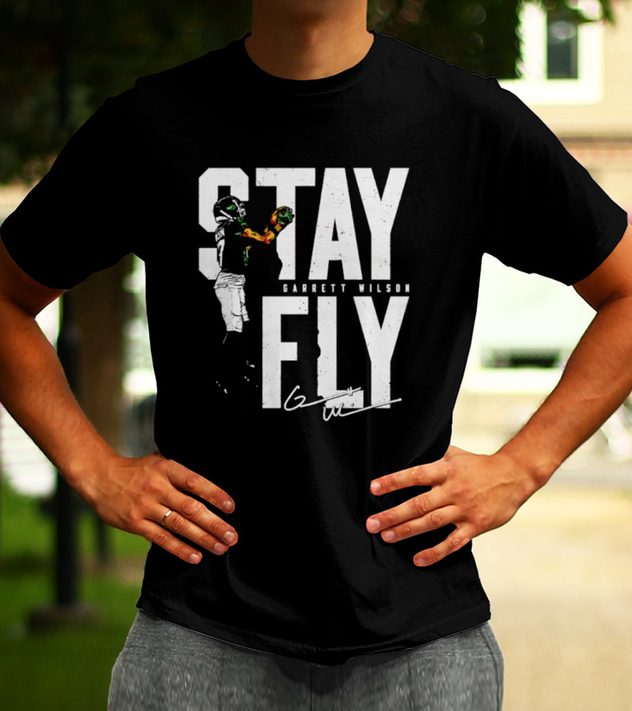 Garrett Wilson Stay Fly New York Jets Signature Catch T-Shirt