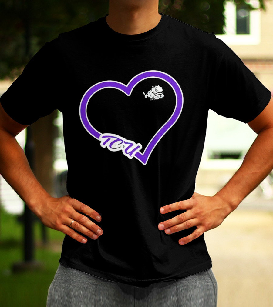 TCU Horned Frogs Purple Heart Outline T-Shirt