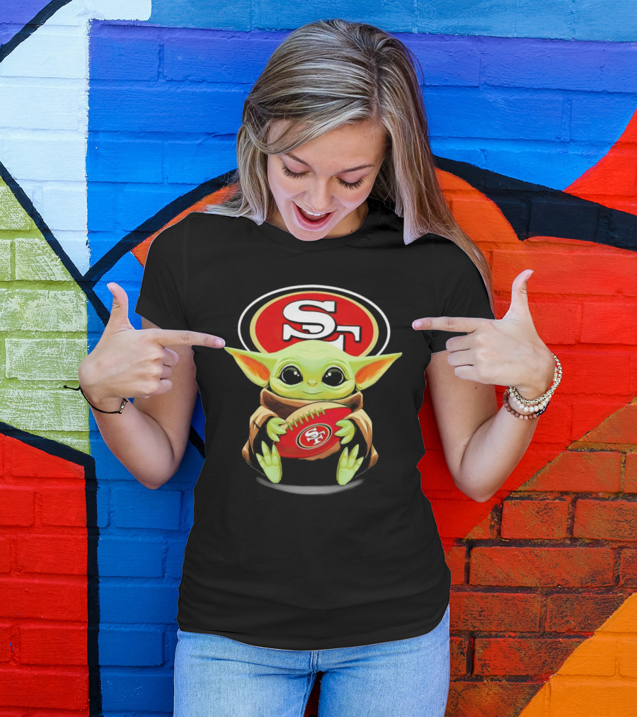 San Francisco 49ers Baby Yoda Football Fan T-Shirt