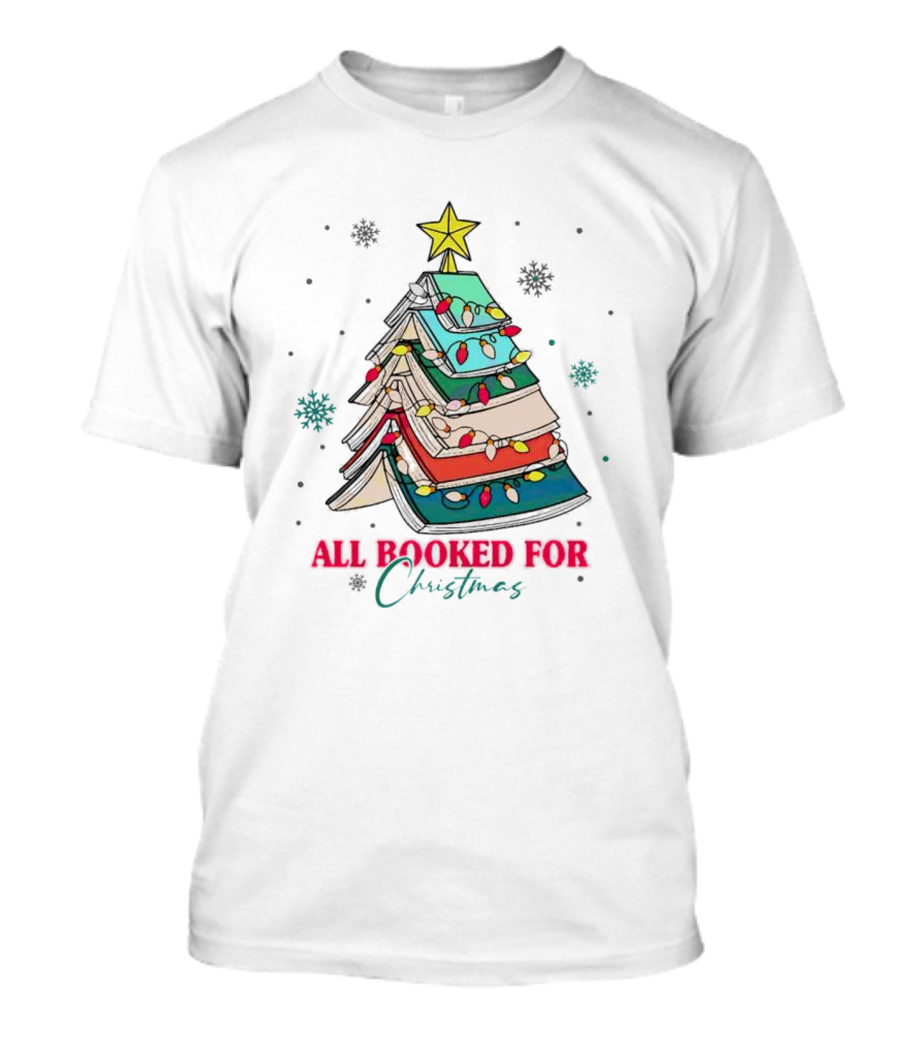 All Booked For Christmas Tree With Books And Lights T-Shirt
