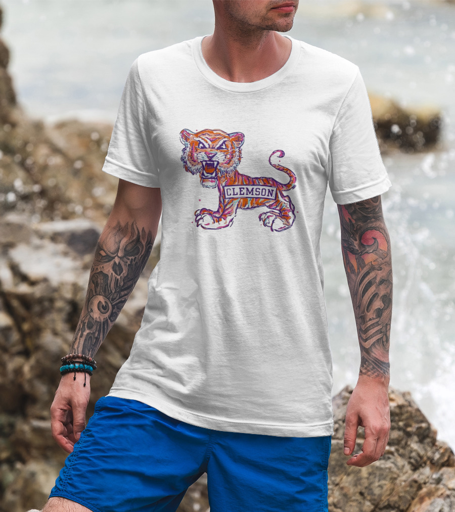 Clemson Tigers Fierce Painted Mascot T-Shirt