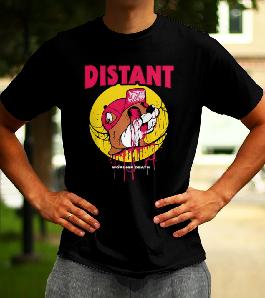 Distant Worship Death Melting Dog Graffiti Hat T-Shirt