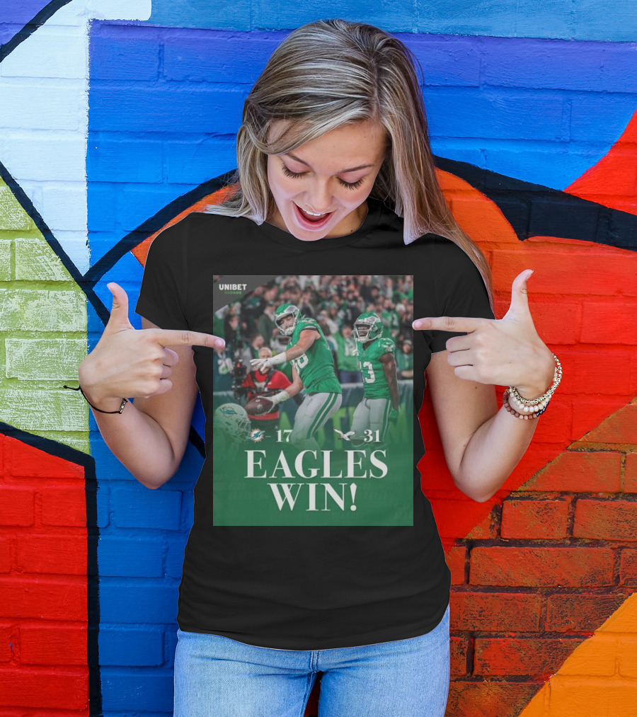Eagles Win Over Dolphins 31-17 NFL Game Unibet Sports Highlight T-Shirt