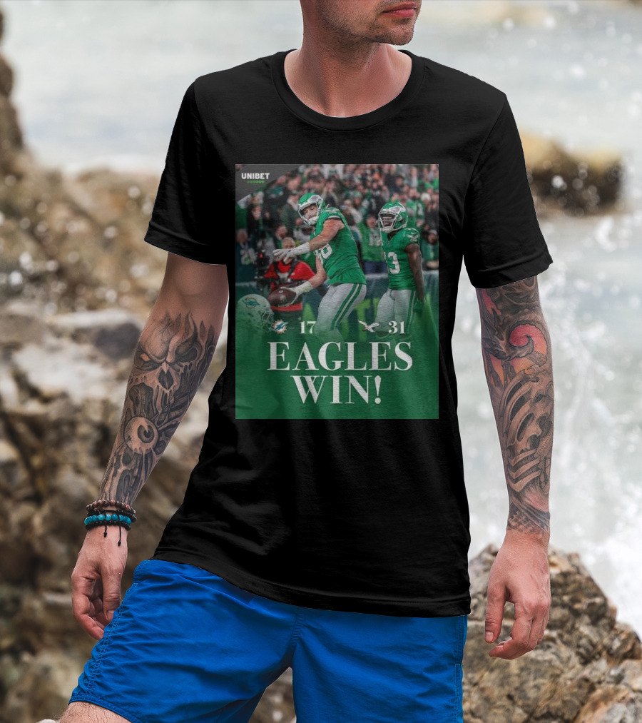 Eagles Win Over Dolphins 31-17 NFL Game Unibet Sports Highlight T-Shirt