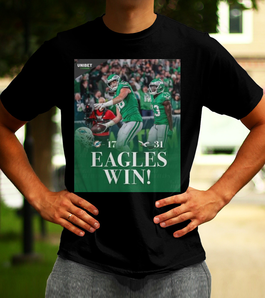 Eagles Win Over Dolphins 31-17 NFL Game Unibet Sports Highlight T-Shirt