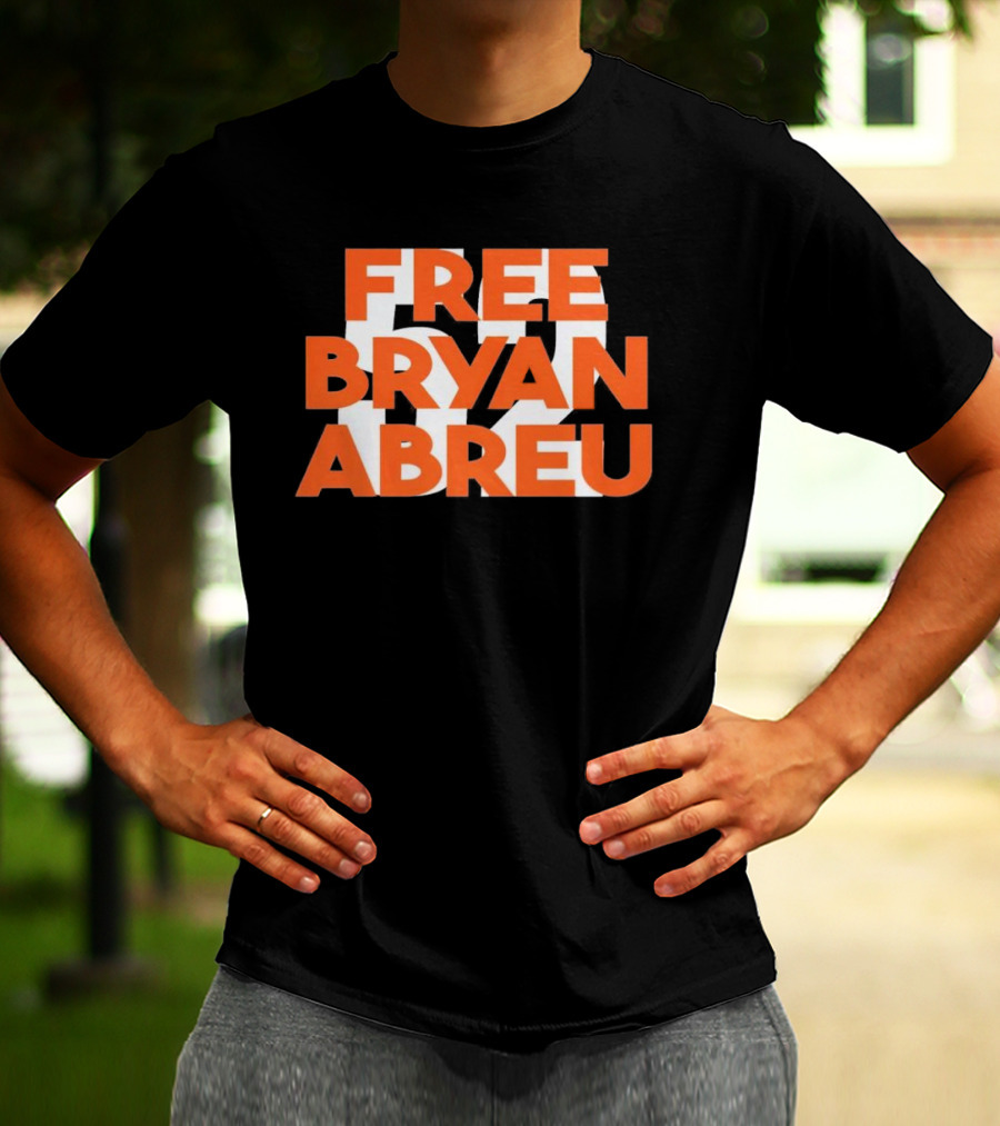 Free Bryan Abreu 52 Bold Orange Text T-Shirt