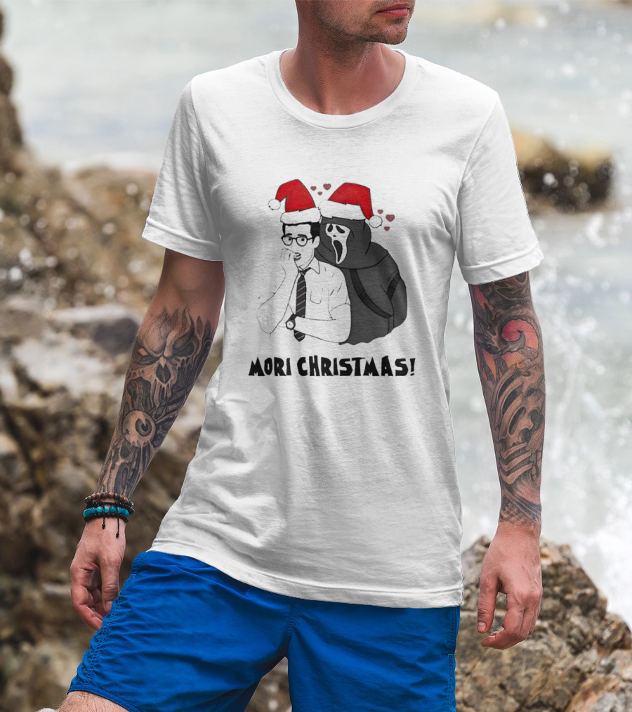 Ghostface Mori Christmas Santa Hats And Hearts T-Shirt