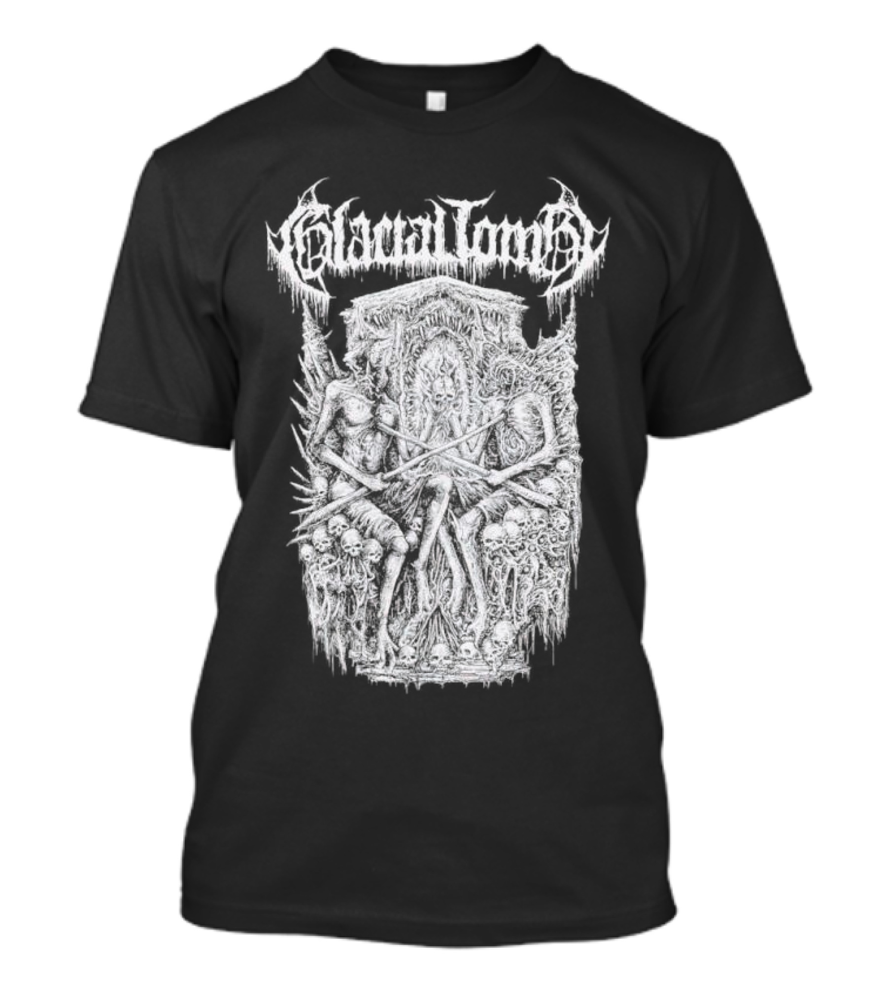 Glacial Tomb Skeletal Throne Of Skulls And Bones T-Shirt