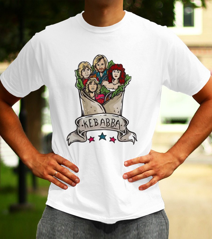 Kebabba Kebab 70s Style Characters In Wrap With Stars T-Shirt