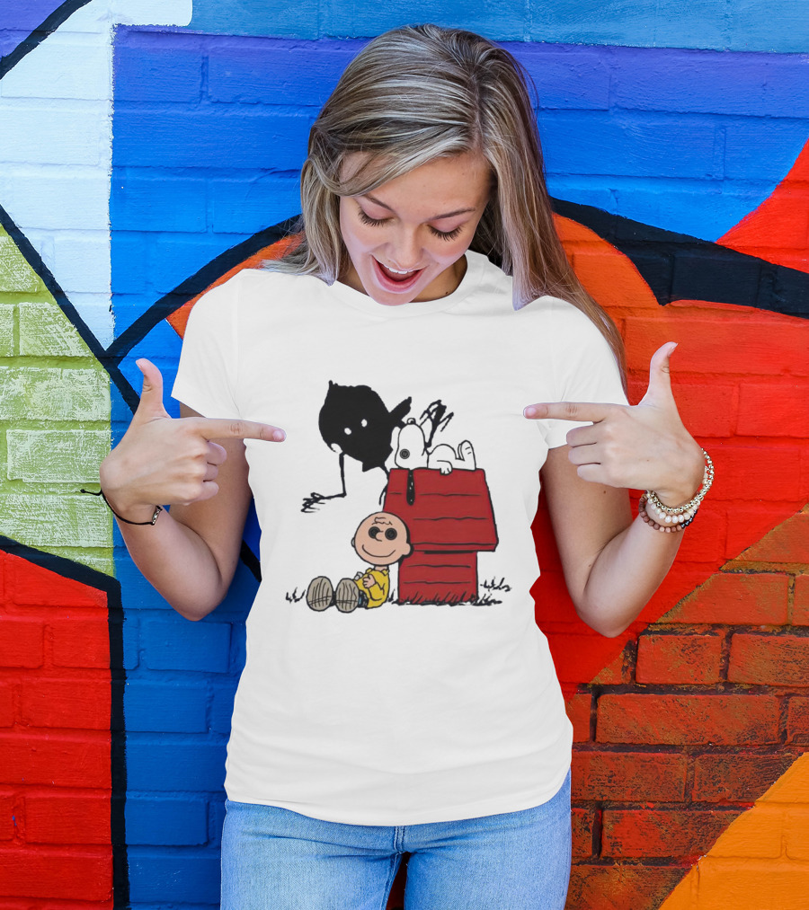Charlie Brown Snoopy Woodstock Shadow Doghouse T-Shirt