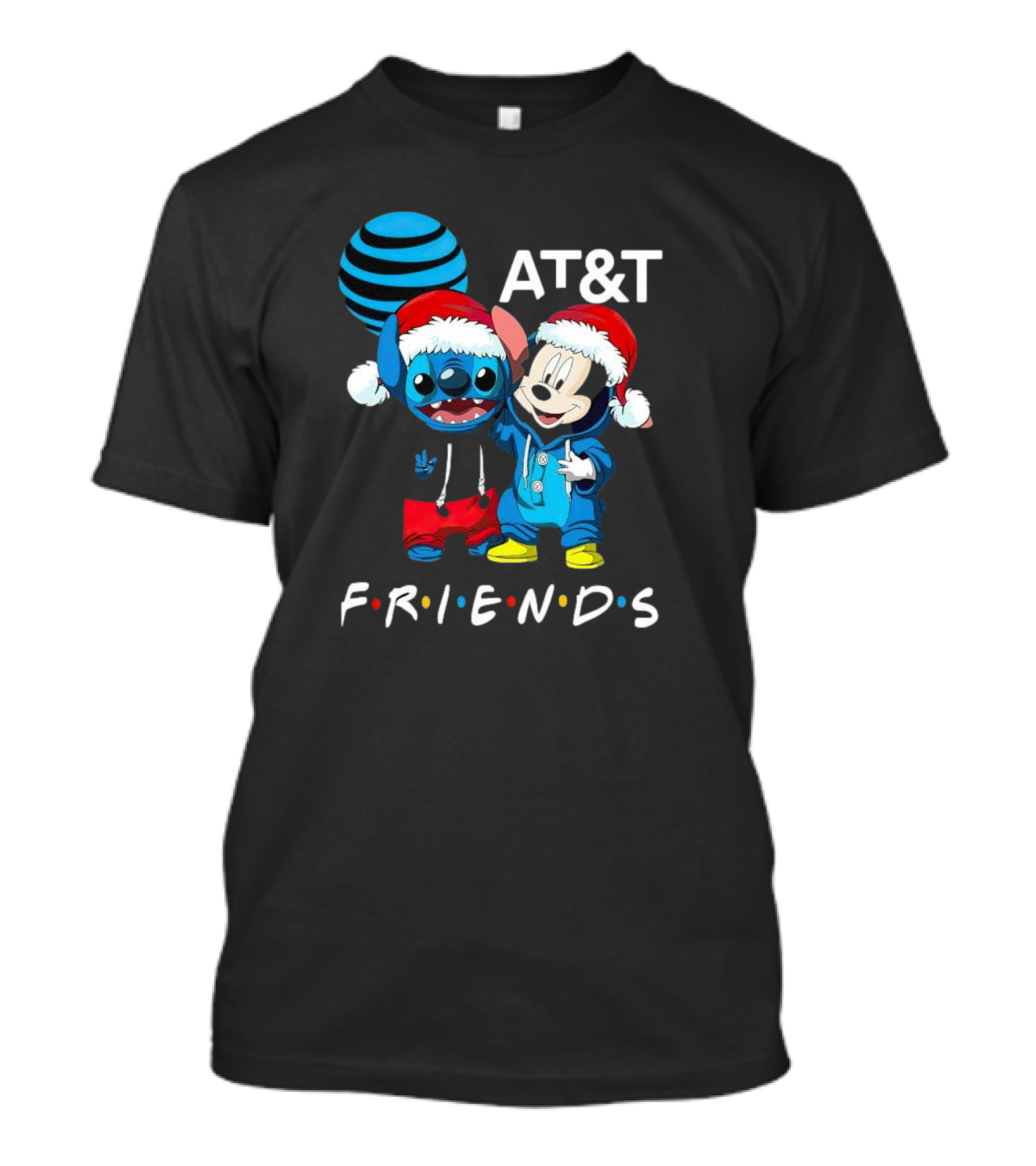 AT&T Christmas Friends Stitch And Mickey Mouse Holiday Cheer T-Shirt