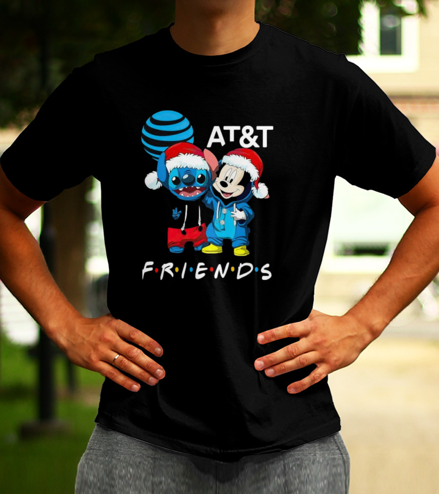 AT&T Christmas Friends Stitch And Mickey Mouse Holiday Cheer T-Shirt