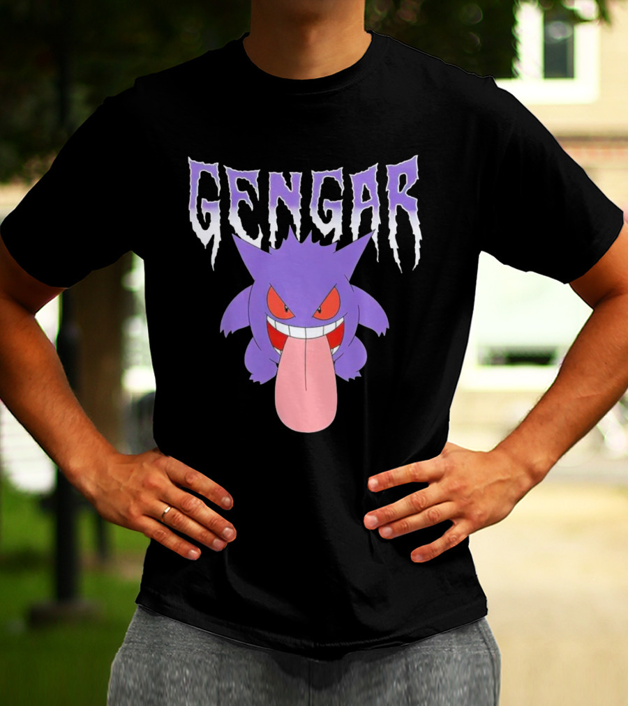 Pokemon Gengar Metal Typography Purple Monster T-Shirt