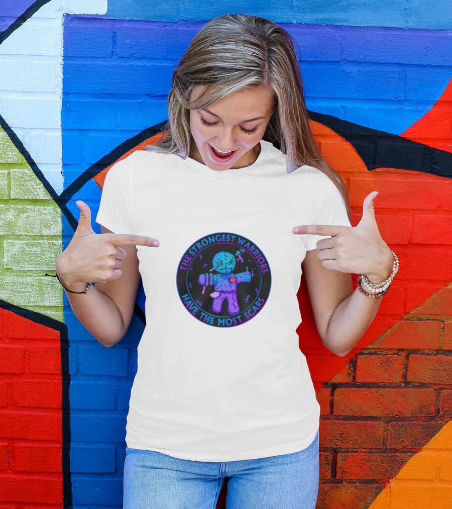 The Strongest Warriors Have The Most Scars Glowing Voodoo Doll T-Shirt