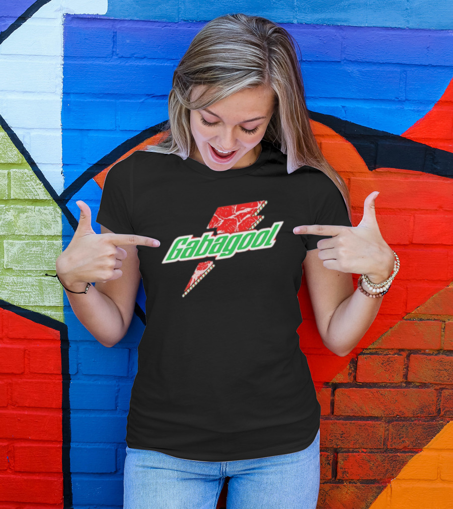 Gabagoolade Lightning Bolt Logo Meat Pattern Heavyweight T-Shirt