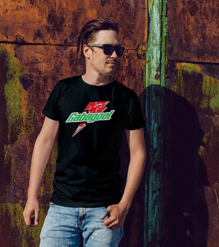 Gabagoolade Lightning Bolt Logo Meat Pattern Heavyweight T-Shirt