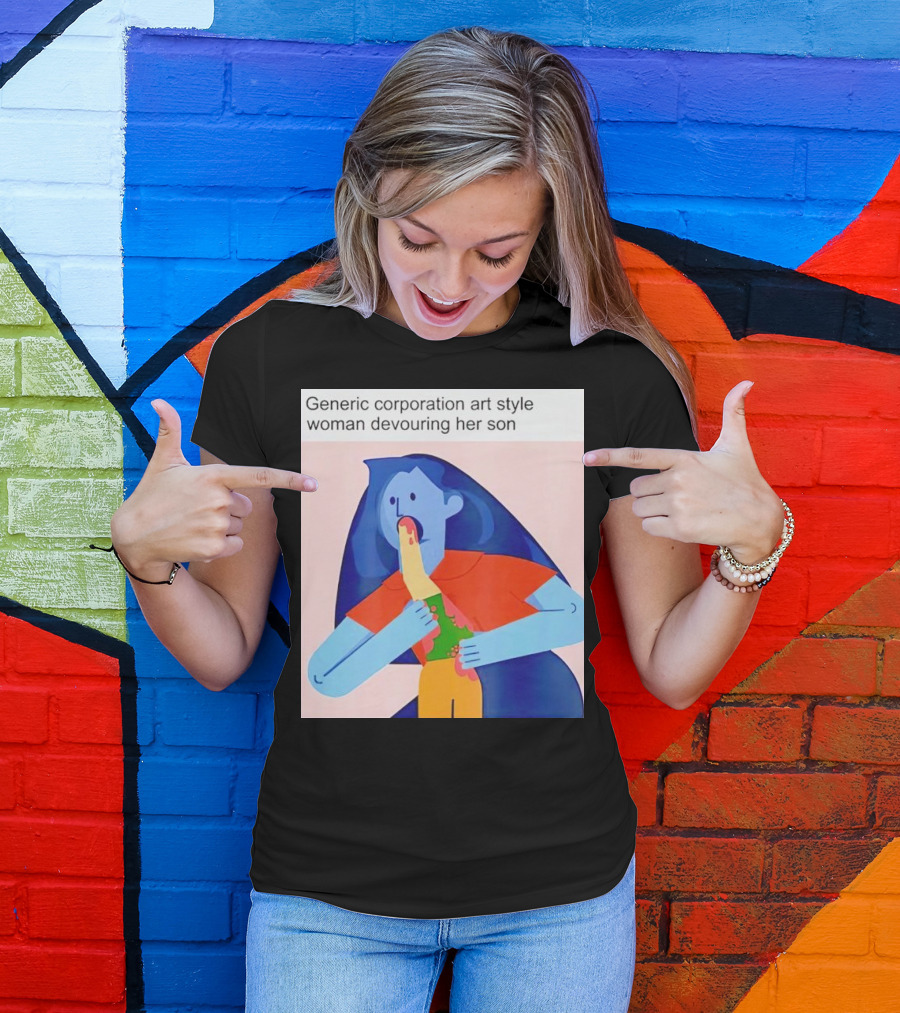 Generic Corporation Art Style Woman Devouring Her Son T-Shirt