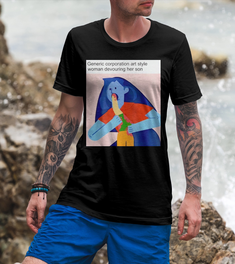 Generic Corporation Art Style Woman Devouring Her Son T-Shirt