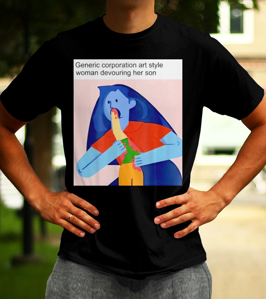 Generic Corporation Art Style Woman Devouring Her Son T-Shirt