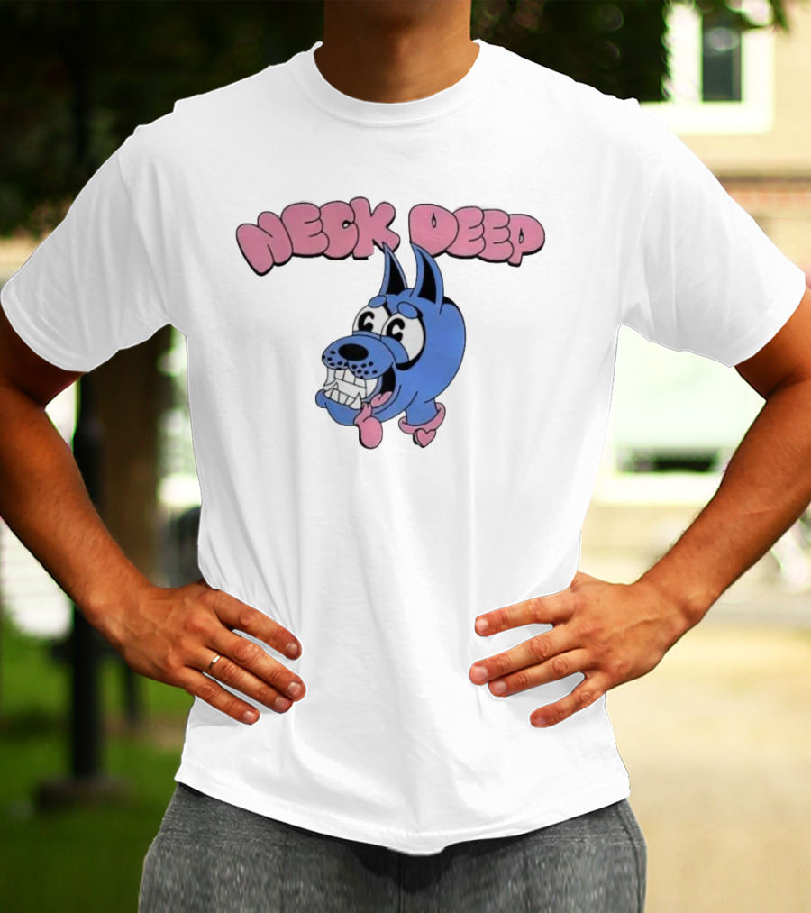 Neck Deep Cartoon Doggo With Drooling Tongue T-Shirt
