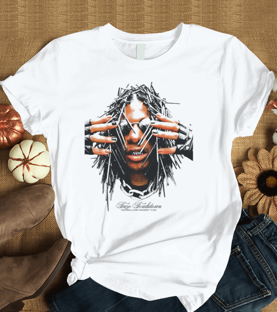Teezo Touchdown Big Face Vintage Dark Sunglasses And Dreadlocks T-Shirt