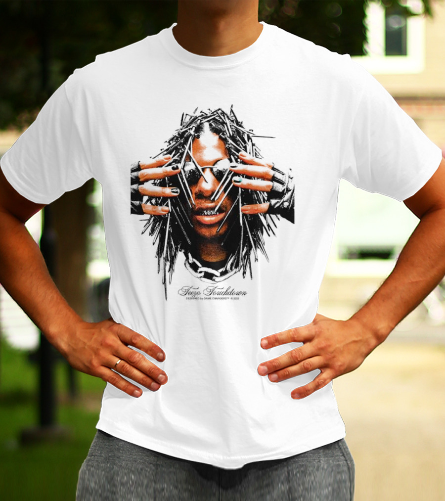 Teezo Touchdown Big Face Vintage Dark Sunglasses And Dreadlocks T-Shirt